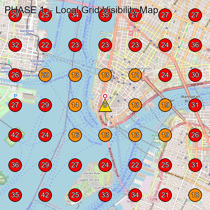 PHASE 1 GeoGrid visibility map for Clothing Store in 204 Front St